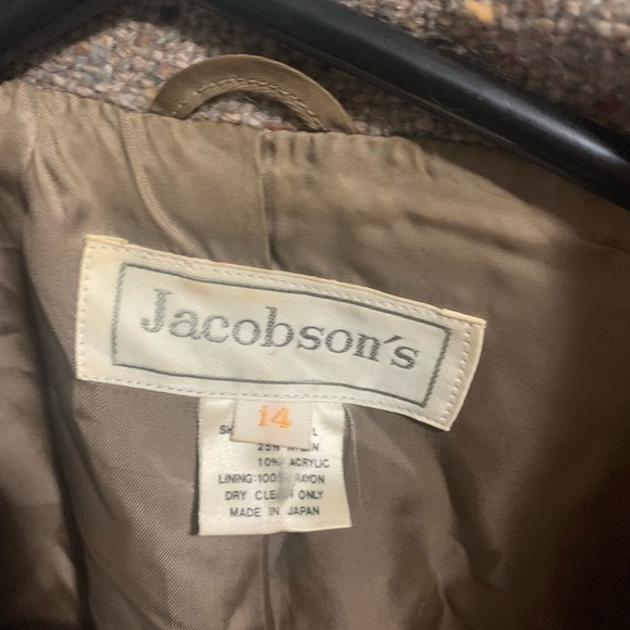 Jacobsons Vintage Wool Speckled Tweed Blazer One Button Size 14 - Picture 3 of 5